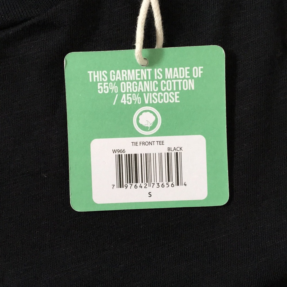 Green Envy Tie Front Tee Black - Picture 4 of 7